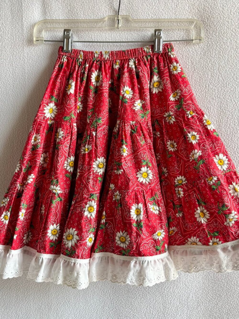Girl's Handmade Ruffled Daisy Print Dance Skirt 18-31" Waist